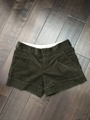 VINCE Dark Green Cords Belted Shorts Size 0 SUMMER pockets Cuffed Sz XS - Image 1 of 4