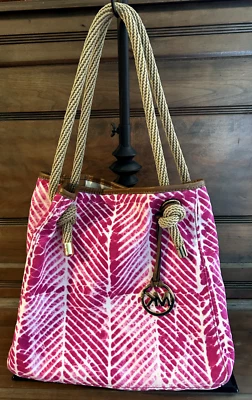 Bolso de mano Michael Kors Marina grande de tela rosa frambuesa y blanco tela tela tela tela tela tela tela tela telaraña Foto 1 de 4