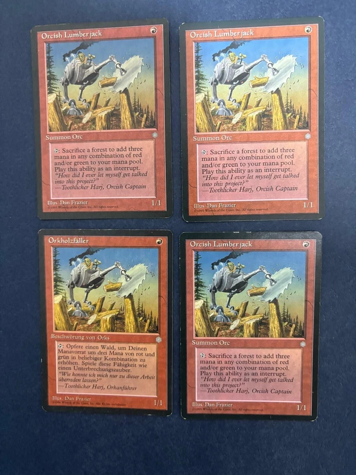 MTG 4X ICE AGE ORCISH LUMBERJACK GERMAN + ENGLISH MAGIC THE GATHERING CREATURE - Image 1 of 4