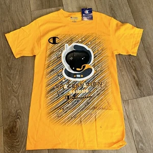 Champion Men’s Space station Gaming T-Shirt Size Small Gold NEW - Picture 1 of 7