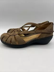 CLARKS UN-Structured Women's Size 7W Brown Leather Comfort Shoes - Picture 1 of 12