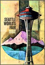 World's Fair 1962 Seattle WA. Space Needle United Airline Vintage Poster Print  