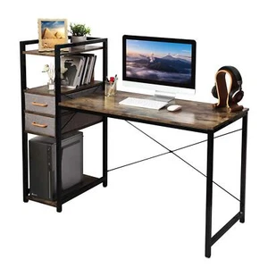 Computer Desk With Drawers And Shelves 53" Reversible Home Office Study Writing - Picture 1 of 8