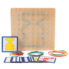 Wooden Geoboard STEM Educational Toy with Flash Cards & Bands