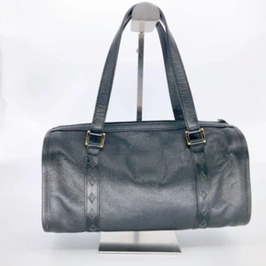 Yves Saint Laurent Diamond cut Black Leather Mini Boston Bag Hand bag Vintage - Picture 1 of 7