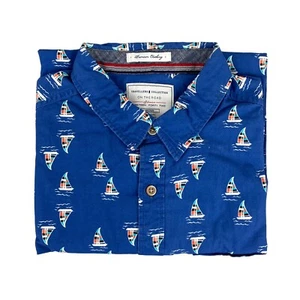 Travellers Collection CACTUS NY Shirt Nautical SAILBOATS HAWAIIAN Blue Mens M - Picture 1 of 15