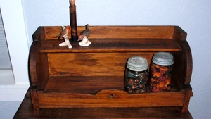 Primitive Antique Oak Tabletop Dry Sink Cabinet Shelf --- FREE SHIPPING - Picture 1 of 6