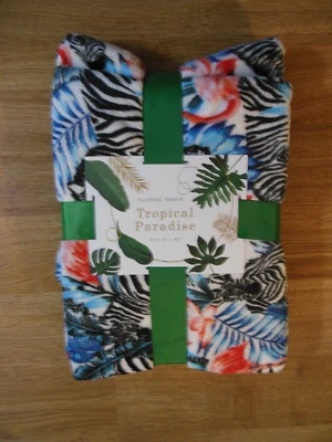 Flannel Throw Tropical Paradise Blanket "tropical floral" 60" x 50" NWT - Image 1 of 2