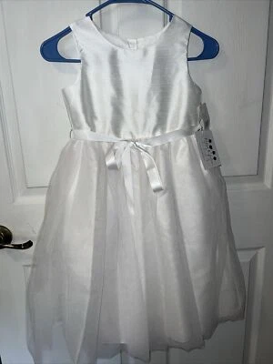 Pippa & Julie Girls White Tulle Flower Girl Dress Formal Wedding Size 7 NWT - Image 1 of 4