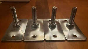 4 Adjustable Glide 12mm Screw Feet Plate Leveling Furniture Chair M12 x 1.75 - Picture 1 of 6