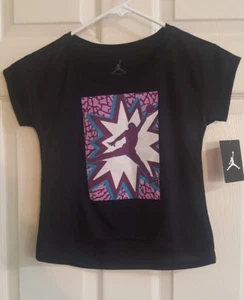 Nike Air Jordan Girl T-Shirt ~ Black, Purple, Jumpman ~Size 6 NWT  - Picture 1 of 3