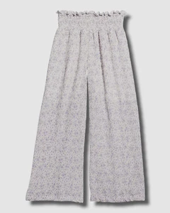 $76 FBZ Kids Girls White Purple Lav Floral-Print Smocked Pants Size Small - Picture 1 of 3