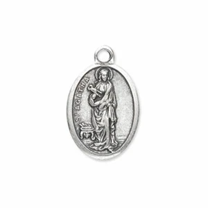Saint St. Agatha - Pray for Us - Antique Silver-tone Italian OX 1" Medal - Picture 1 of 4