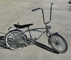 LOWRIDER COLLECTION 20" CHROME 144 SPOKE RIMS W/ ORIGINAL 8 BALL LOWRIDER TIRES. - Picture 1 of 7