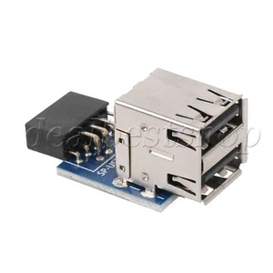 USB 2.0 9-Pin Header to Double Layer Type USB A Female Internal Port Adapter - Afbeelding 1 van 4
