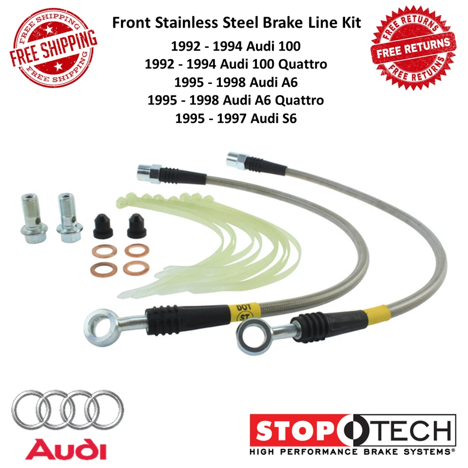 Kit de línea de freno delantero de acero StopTech para Audi 92-94 100 Quattro, 95-98 A6 Quattro Foto 1 de 4