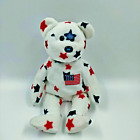 Vintage 1998 Ty Beanie Babie Glory Bear Patriotic Bear Red, White & Blue Stars