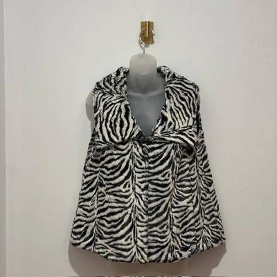 Chaleco Abbie Mags de piel sintética con estampado de cebra de gran tamaño solapa cierre de palanca - Para mujer M Foto 1 de 4