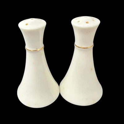 Salero y pimentero de cerámica blanca Lenox vintage crema/dorado Foto 1 de 4