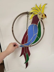 Vintage Stained Glass Parrot Large - Picture 1 of 5