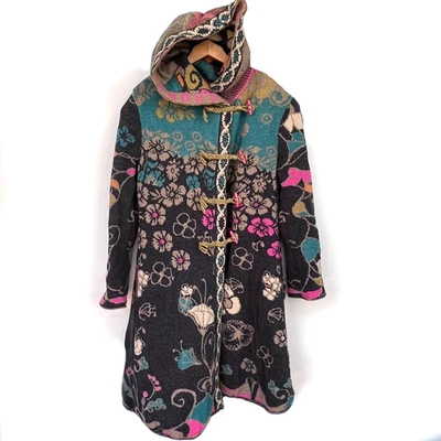 ivko зимние цветочный длинное пальто с капюшоном трикотажа длинным рукавом размер 44 - Изображение 1 из 4