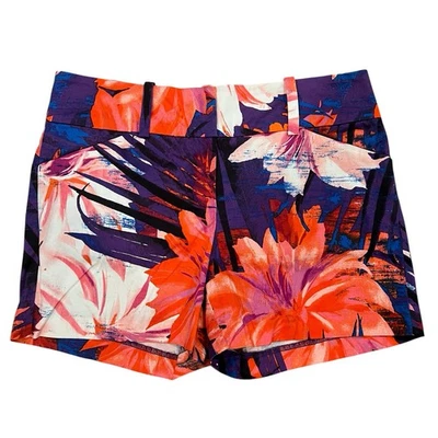 Ann Taylor Floral Shorts 4 Botanical Artsy Watercolor Bold Tropical Chic Boho - Image 1 of 4