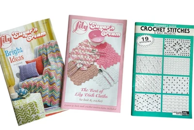 3 Little Books Easy Projects to Crochet Knit Dish Cloths 19 Stitches Learn to - Image 1 of 4