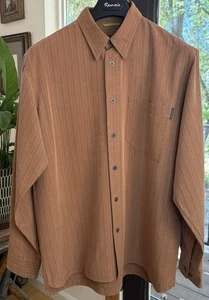 Royal Robbins Shirt Men's L Active Fit Brown Striped Long Sleeve Outdoor Pocket - Picture 1 of 7