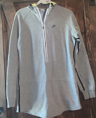 Nike Sudadera con Capucha 1/2 Cremallera Chaqueta Pullover Suéter Gris Para Mujer XL Brazo Cremallera L/S Swoosh Foto 1 de 4