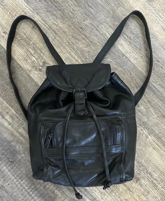 TUMI Vintage Black Genuine Leather Backpack Purse Made In Korea - Image 1 of 4