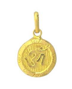 22K Real Certified Yellow Gold Om Design Chain Pendant - Picture 1 of 4
