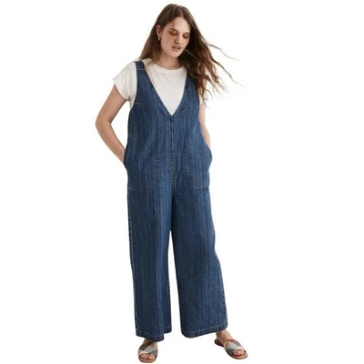 Mono vaquero Madewell para mujer cuello en V pierna ancha a rayas talla mediana  Foto 1 de 4