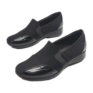 Clarks Collection Halbschuh Schuh schwarz 1,25" Keilabsatz Größe 7M Mikrofaser Lack - Bild 1 von 11