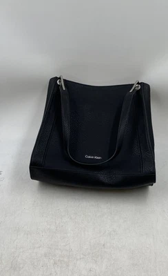 Calvin Klein Womens Reyna Black Leather Triple Compartment Shoulder Bag - Image 1 of 4
