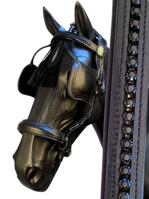 WEISSL Fahrzaum Glitzer mit Scheuklappen Black Edition Crystal - Bild 1 von 4