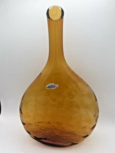 Vintage Blenko Handmade #6735 Coin Dot Vase in Honey Meyers Design '67-'68 Only - Picture 1 of 8