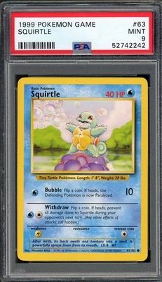 PSA 9 Squirtle Base Set 63/102 Pokemon Card B22 - Image 1 of 2
