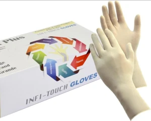Infi-Touch, Latexhandschuhe, puderfrei, 9,5" Länge, 100 Stück Größe S, M & L - Bild 1 von 7