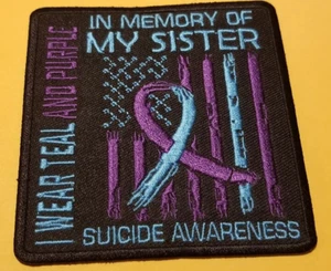 Embroidered Suicide Awareness SISTER Patch approx 3.5x3.5" - Picture 1 of 2