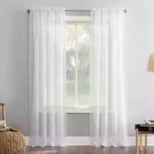 No. 918 ERICA CRUSHED SHEER VOILE ROD POCKET SINGLE CURTAIN PANEL,WHITE 51"X 63" - Picture 1 of 5