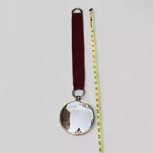 "Pulsera colgante de terciopelo rojo oscuro vintage convexo espejo ojo de bruja de 5,5"" de diámetro" - Imagen 1 de 12