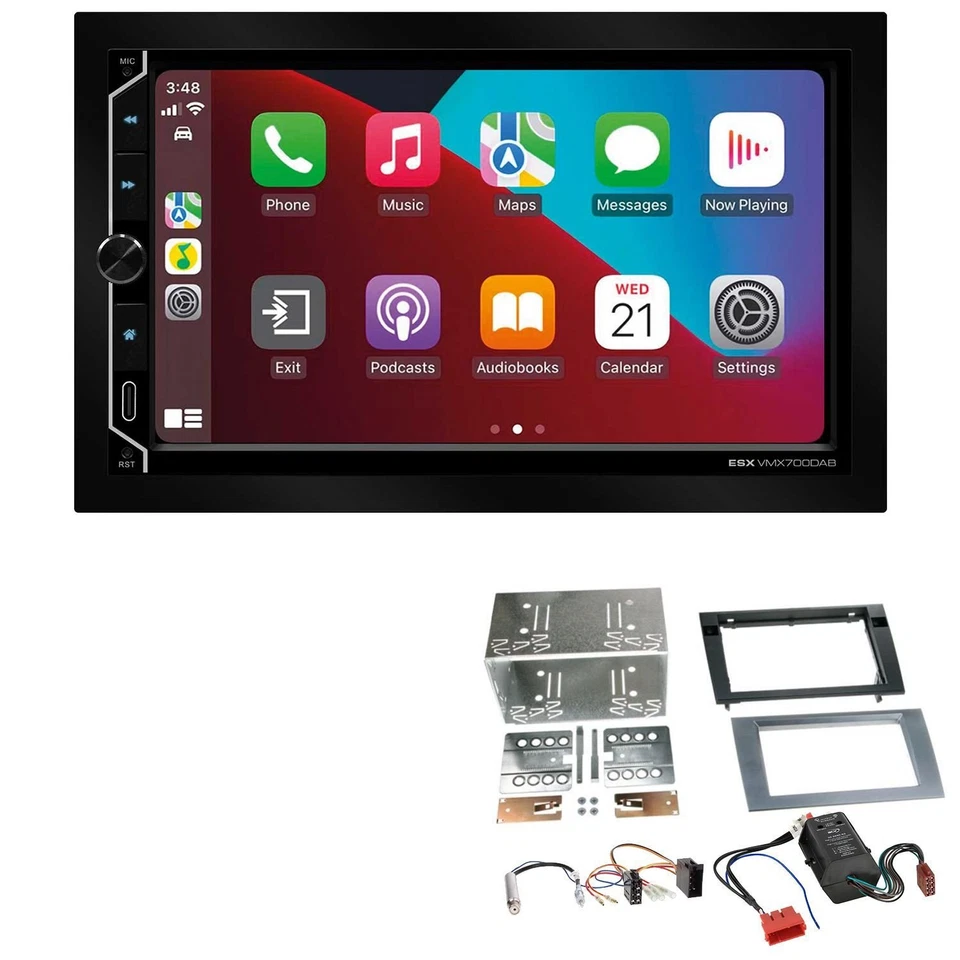 ESX Autoradio Apple CarPlay Android Auto für Audi A4 anthrazit vollaktiv Bose