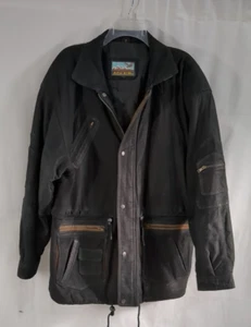Vintage Adler Suede Black Long Zippered Lined Jacket Men's Size Large - Picture 1 of 11