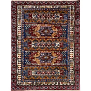 Alfombra de lana oriental afgana tribal Qashqai hecha a mano (6' x 8') para sala de estar - Imagen 1 de 15