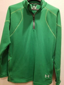 UNDER ARMOUR Jersey Chaqueta Camisa Hombre Toda Temporada Equipo Suelto Verde Media Cremallera - Imagen 1 de 6