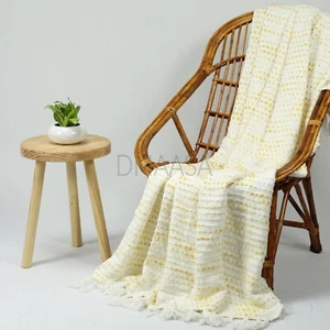 Handmade Indian Cotton Woven Material Throw Home Decor Bed Sofa Couch Blanket - Picture 1 of 6
