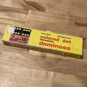 Vintage Halsam Colored Dot Double Six Dragon Dominoes #622-C USA Made toys - Picture 1 of 12