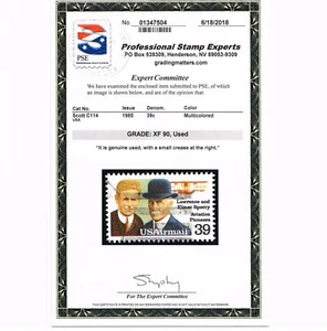 GENUINE SCOTT #C114 SPERRY BROTHERS AIR MAIL XF USED PSE GRADED CERT ESTATE SALE - Picture 1 of 3