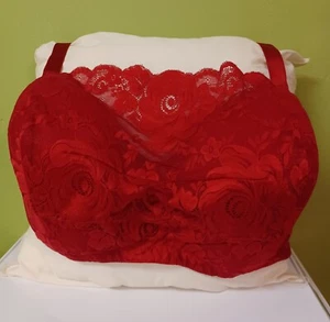 Comfort Choice Bra Wirefree Cami Lace Dickey Full Coverage Red Size 46DD - Picture 1 of 8