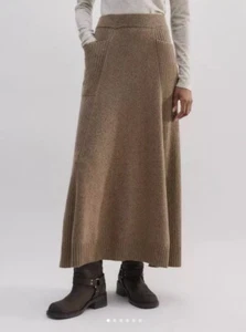 Me+Em Cashmere Merino Wool Blend Sweater Maxi Skirt Pull On Sz Small Brown Italy - Picture 1 of 13
